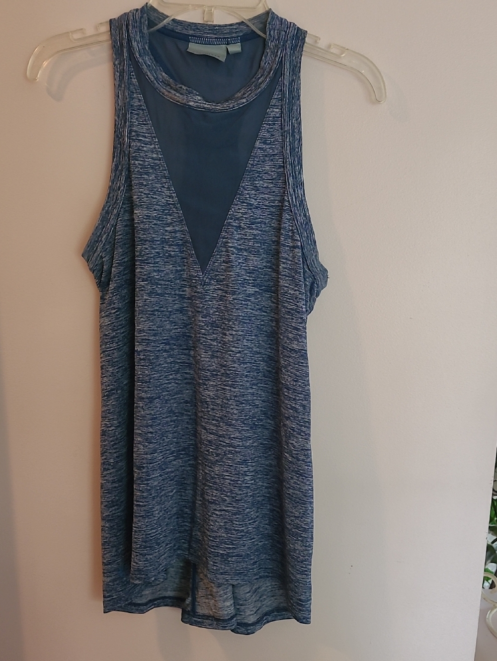 Athleta Blue Heathered Tank Top with Mesh V-Neck Insert *Like NEW condition